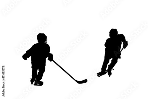Silhouettes of hockey players
