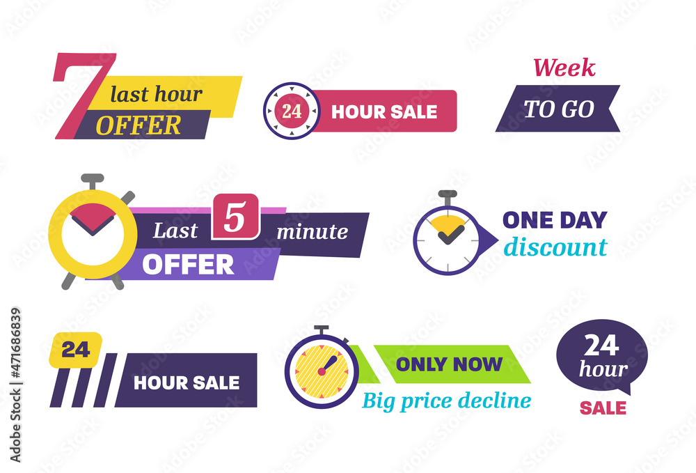 Ταπετσαρία Sale countdown days left badge, one, five minute last down count offer banner