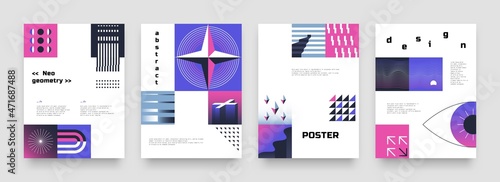 posters. Abstract minimalistic contemporary geometric elements, primitive minimalistic forms, placards with basic element. Vector set