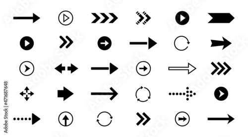 Interface arrows. Black isolated web and application UI symbols for navigation orientation and direction, left right up down, back forward and download. Vector icon se
