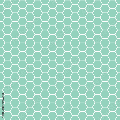 Seamless pattern with green and white honeycomb
