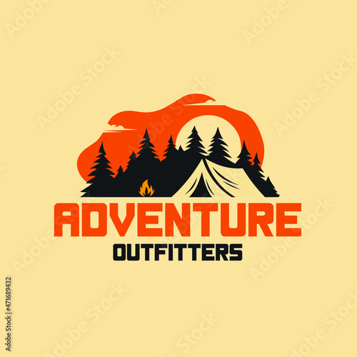 Adventure outfitters logo vector. Ready made forest outdoor adventure related business