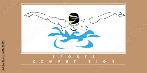 2d illustration world swimming day
