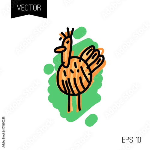 Chicken flat cartoon vector illustration. Isolated design element.