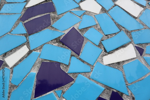 colorful and blue tiles close-up background and texture