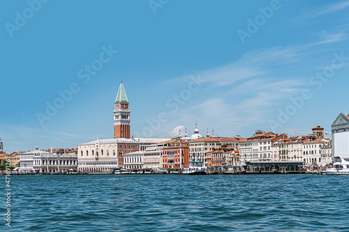 view to promenade at St. Mark's square witd doges palace in Venice, Italy