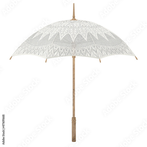 Vintage umbrella - 3d illustration isolated on white background