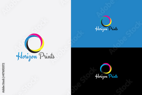 CMYK colored rings logo concept for printing press and publishers