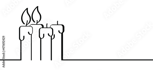 first, second or fourth advent day. Candle day on 11 december. Light fire lamp. Drawing, burning candle flame Vector pictogram. Earth hour, burning memorial candles, Old candlestick. Christmas xmas. 