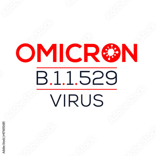 Omicron virus, new COVID-19 variant, Banner Word with Icons, Vector illustration.