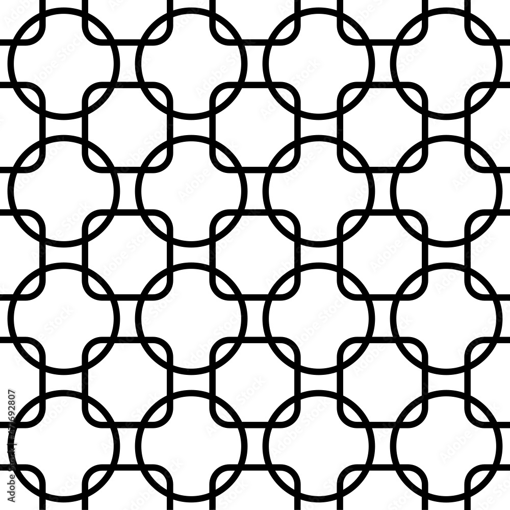 Vector geometric seamless pattern. Modern geometric with intersecting circles and squares . Vector geometric seamless pattern. Modern geometric with intersecting circles and squares .