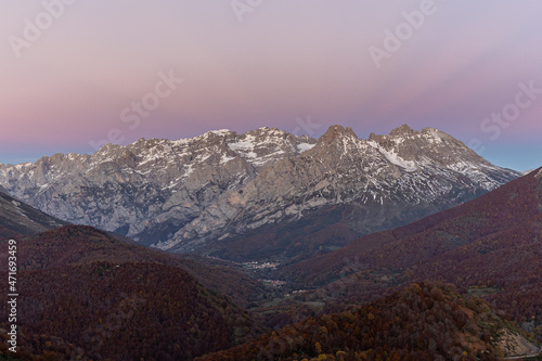 The Picos de Europa, a mountainous massif located in the north of Spain that belongs to the central part of the Cantabrian mountain range. . At present, the Picos de Europa National Park is the second © AGUS