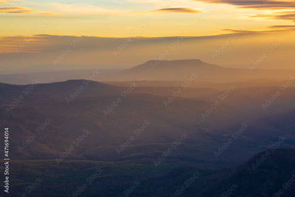 mountains and sky at sunrise,Early morning in a mountain