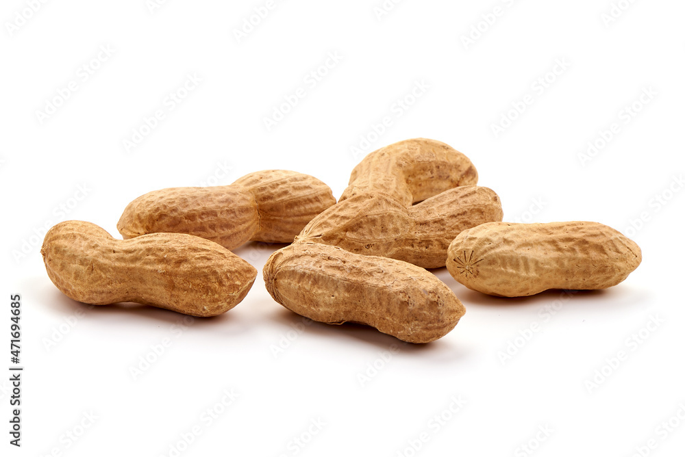 Organic peanuts in shell, isolated on white background. Organic peanuts in shell, isolated on white background.