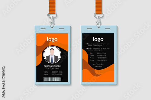 Corporate Office Vertical Double-sided ID Card Design Template. Flat Identity Card Design Vector Illustration