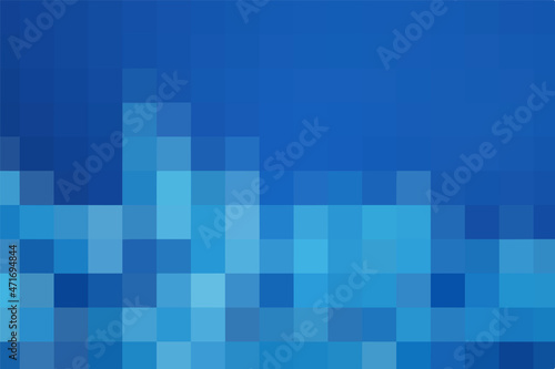 Gradient background of dark blue mosaic squares. Vertical geometric texture of dark and blue squares. Abstract square pixel art template. The substrate for branding, calendar, blue card, banner, cover