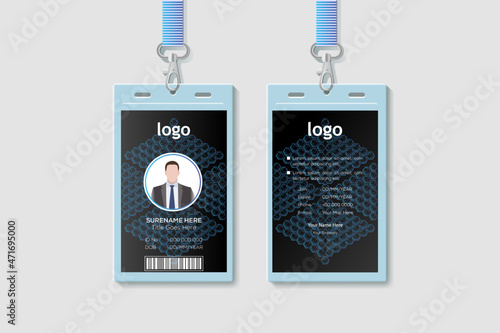 Simple Business  Office Vertical Double-sided ID Card Design Template. Flat Identity Card Design Vector Illustration