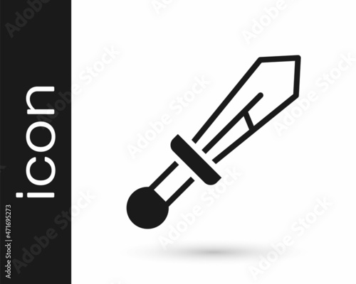 Black Medieval sword icon isolated on white background. Medieval weapon. Vector