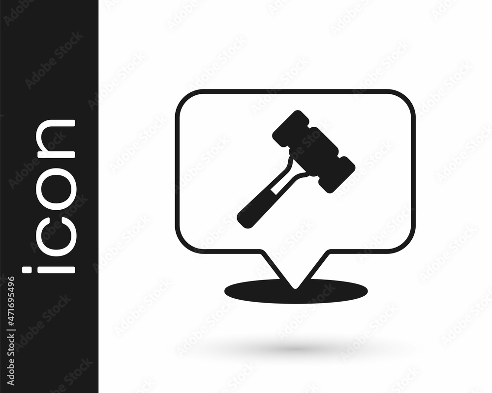 Black Auction hammer icon isolated on white background. Gavel - hammer of judge or auctioneer. Bidding process, deal done. Auction bidding. Vector Black Auction hammer icon isolated on white background. Gavel - hammer of judge or auctioneer. Bidding process, deal done. Auction bidding. Vector