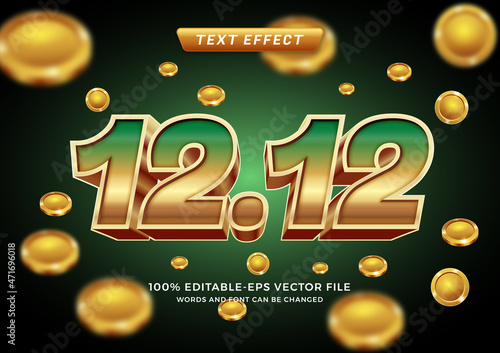 12.12 Gold Green Text Effect photo