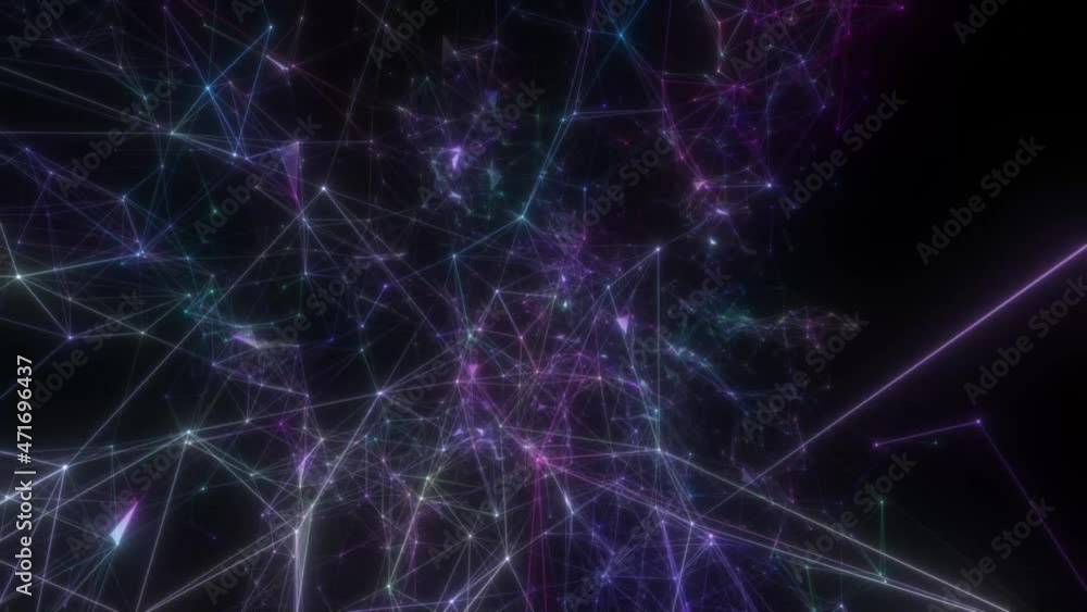 The intersection of blue and pink neon lines creates a 3D geometric mesh that rotates counterclockwise against a black background. Seamless loop. The intersection of blue and pink neon lines creates a 3D geometric mesh that rotates counterclockwise against a black background. Seamless loop.
