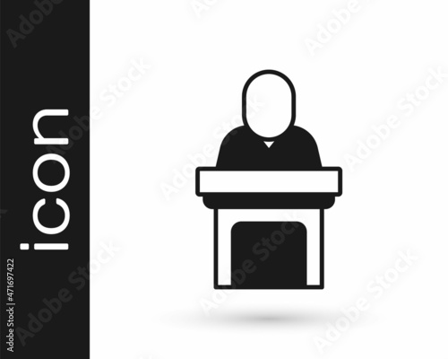 Black Church pastor preaching icon isolated on white background. Vector