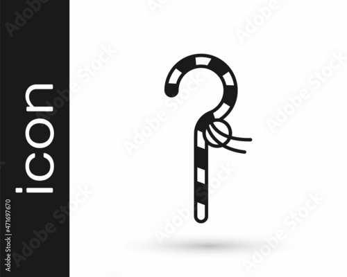 Black Crook icon isolated on white background. Ancient Egypt symbol. Scepters of egypt. Vector