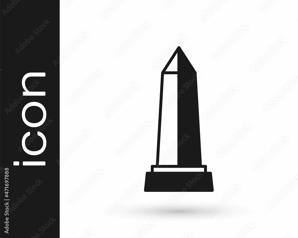Black Obelisk of Alexandria icon isolated on white background. Stone monument. Historical monument. High pillar memorial and column. Vector Black Obelisk of Alexandria icon isolated on white background. Stone monument. Historical monument. High pillar memorial and column. Vector