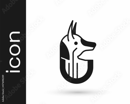 Black Egyptian anubis icon isolated on white background. Vector