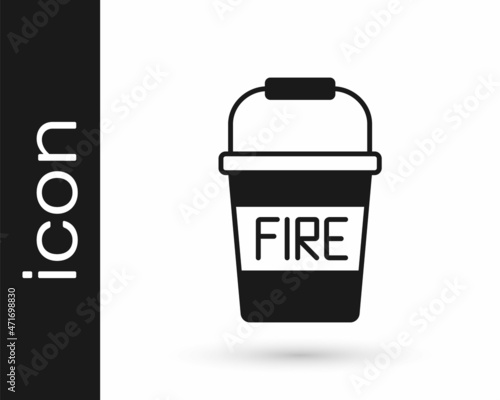 Black Fire bucket icon isolated on white background. Metal bucket empty or with water for fire fighting. Vector