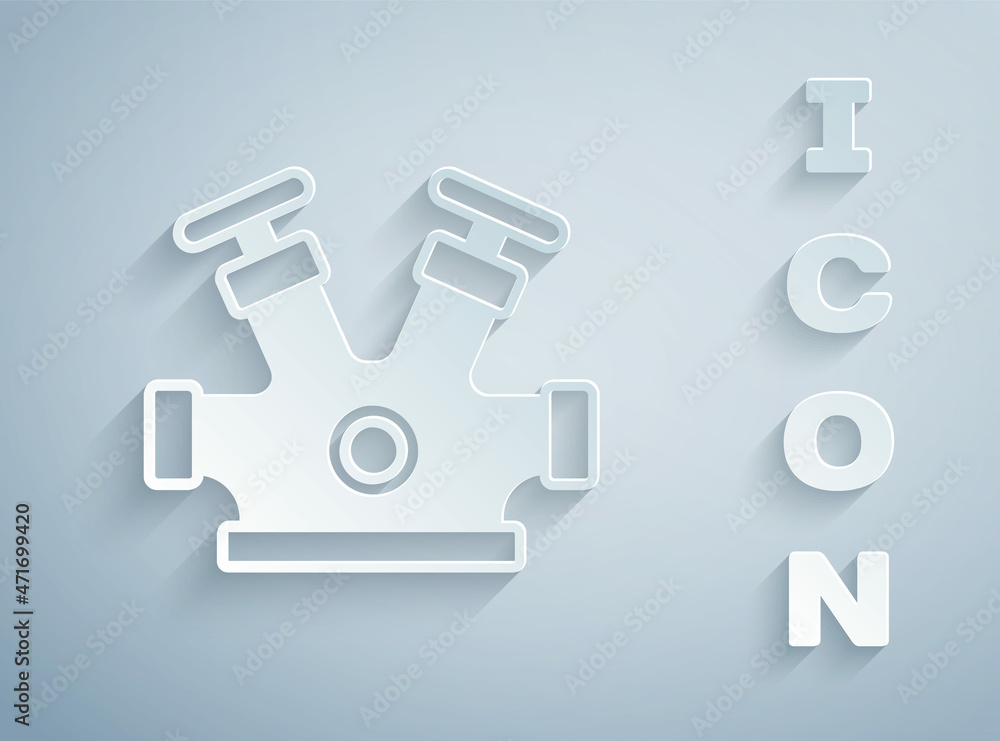 Paper cut Fire hydrant icon isolated on grey background. Paper art style. Vector Paper cut Fire hydrant icon isolated on grey background. Paper art style. Vector