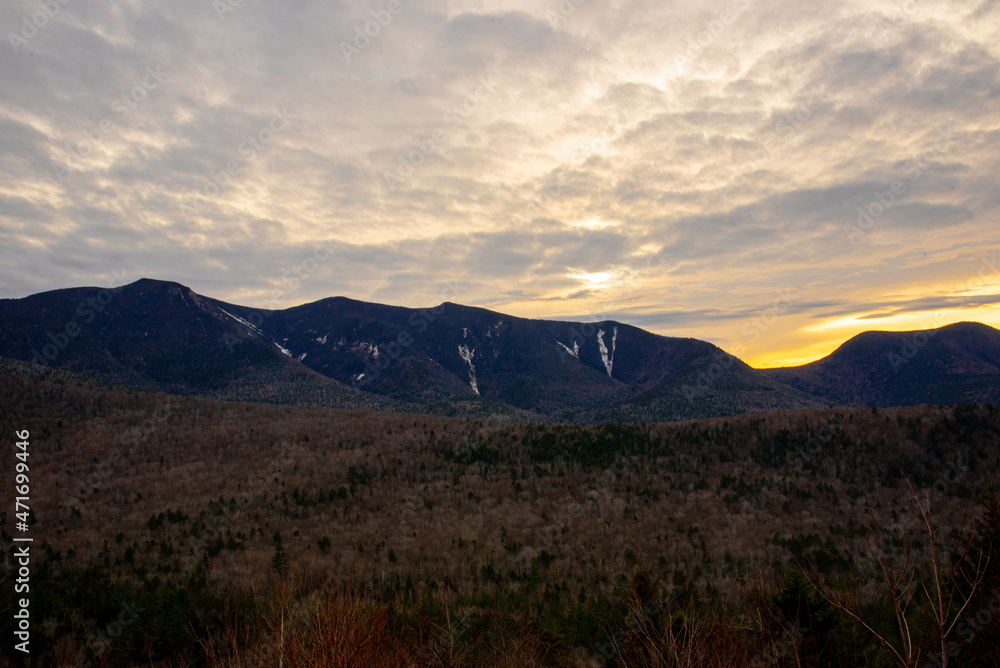 Cloudly Sunset in New Hampshire White Mountains 