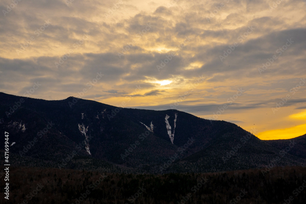 Cloudly Sunset in New Hampshire White Mountains 