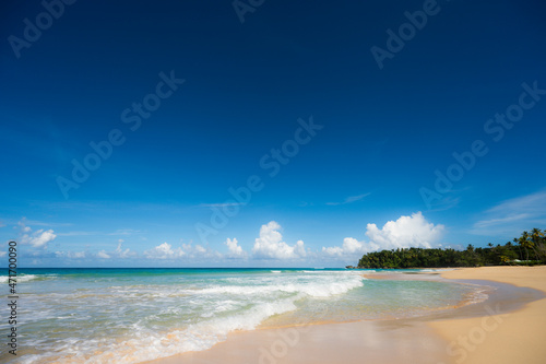 Exotic beach sandy bay. Sea waves landscape