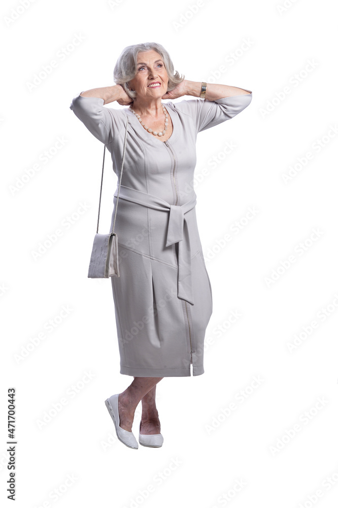 beautiful senior woman posing against white background beautiful senior woman posing against white background