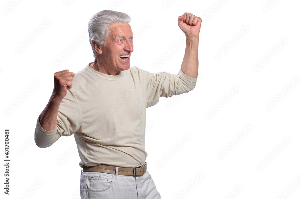 portrait of senior beautiful man posing on white background portrait of senior beautiful man posing on white background