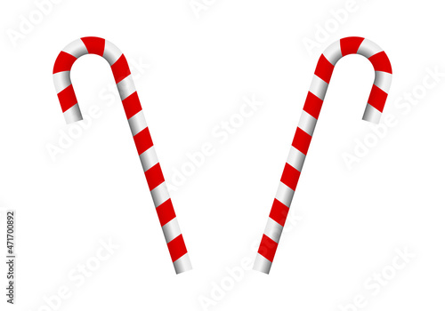 Bastón de caramelo de navidad en fondo blanco.