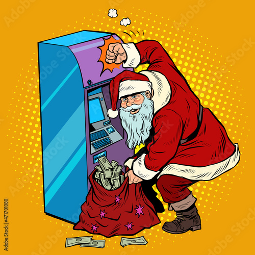 ATM pours out money, Santa Claus gets a Christmas holiday bonus