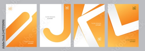 Cover flyer design with abstract alphabet template. Vector illustration of corporate business brochure, annual report layout.