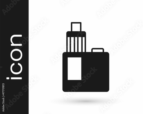 Black Vape mod device icon isolated on white background. Vape smoking tool. Vaporizer Device. Vector