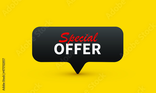 Special offers black label on yellow background. Advertising campaign at retail on the day of purchase. vector illustration.