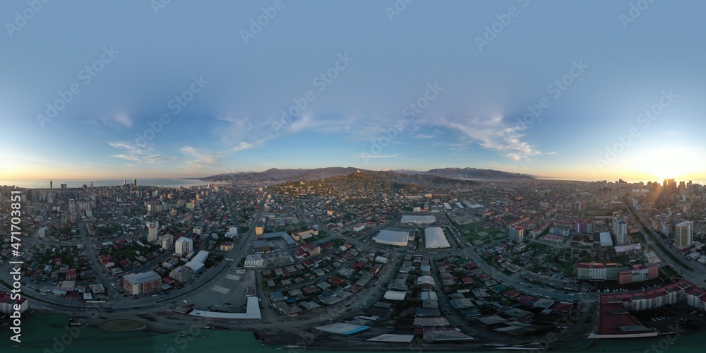 Batumi, Georgia - April 14, 2020: 360 panorama of the industrial area of ​​the city