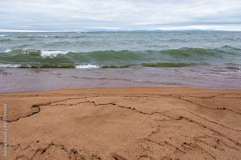 Bay of Lake Baikal in village of Turka in storm Bay of Lake Baikal in village of Turka in storm