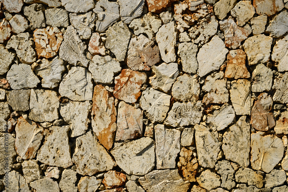 Fence of caliche stone pattern. Rock texture. Fence of caliche stone pattern. Rock texture.