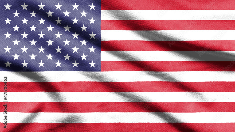 Naklejka premium United States flag on wavy fabric.