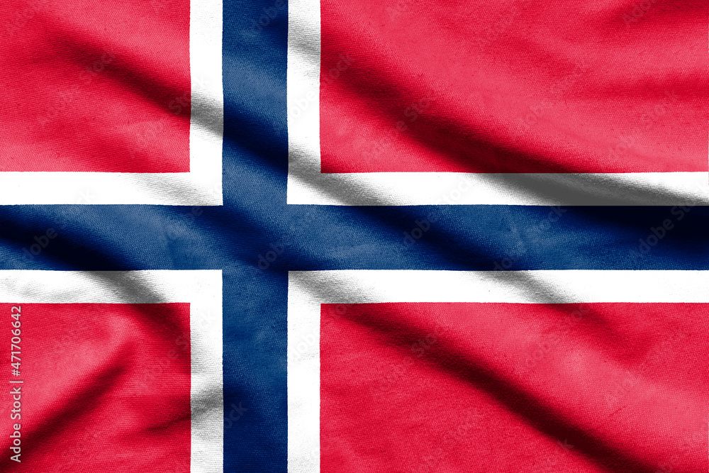 Fototapeta premium Flag of Norway on wavy fabric.
