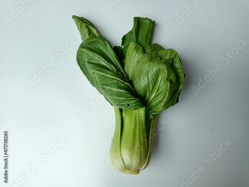 Brassica rapa chinensis or chinese cabbage or pakcoy or bok choy. Isolated on white background. photo