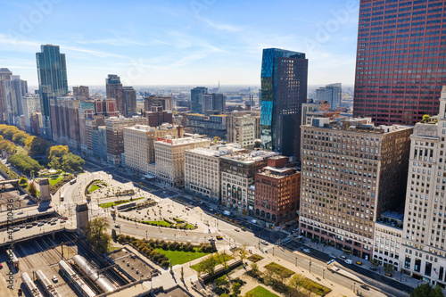 Aerial Photo of Michigan Ave in Chicago Illinois Facing Southwest
