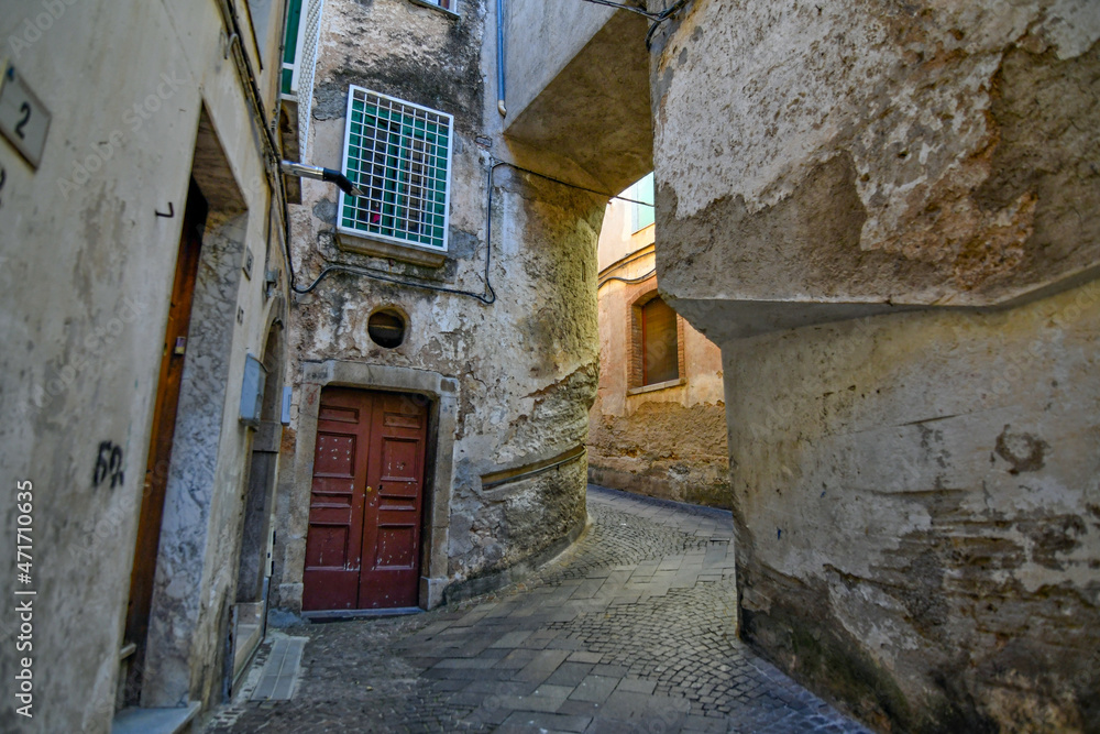 A narrow street in Castelcivita, a small village of the province of Salerno, Italy.