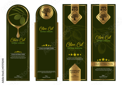 Set of templates packaging for olive oil bottles photo